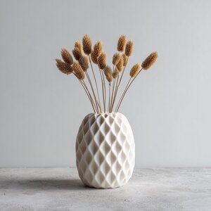 3D Printed Geometric Vase | Diamond Texture Decor
