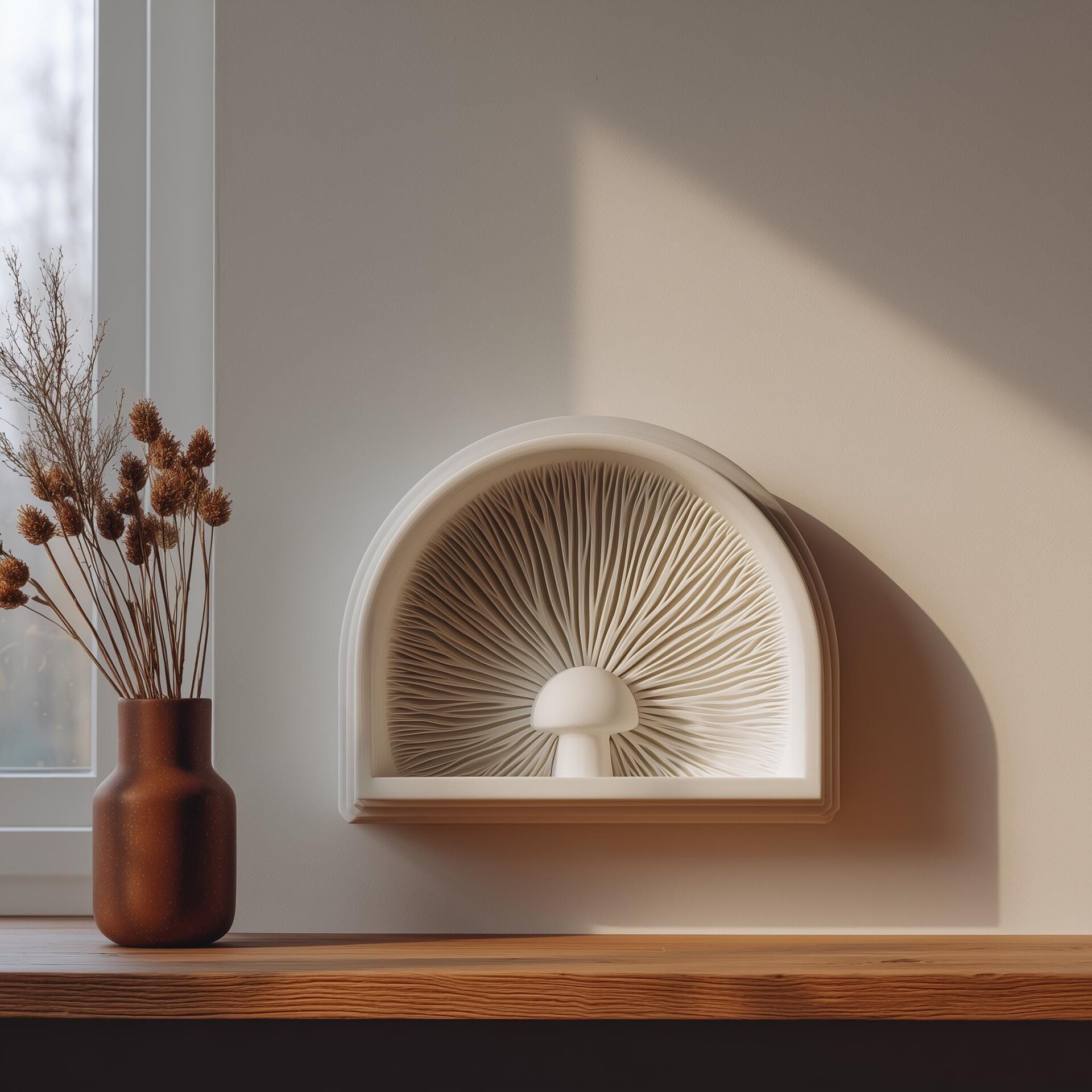 3D Printed Mushroom Niche Wall Shelf