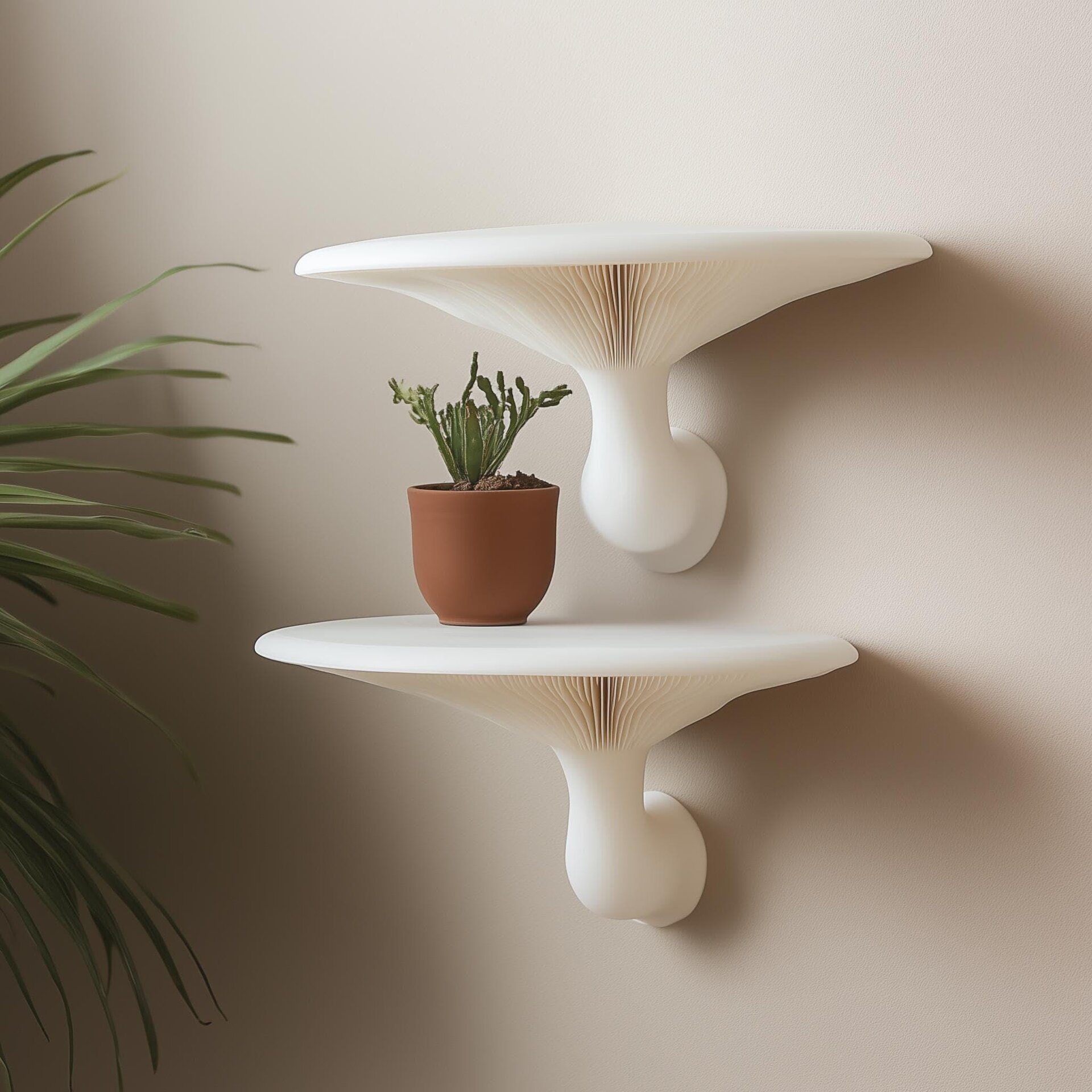 3D Printed Mushroom Wall Shelves, Set of 2
