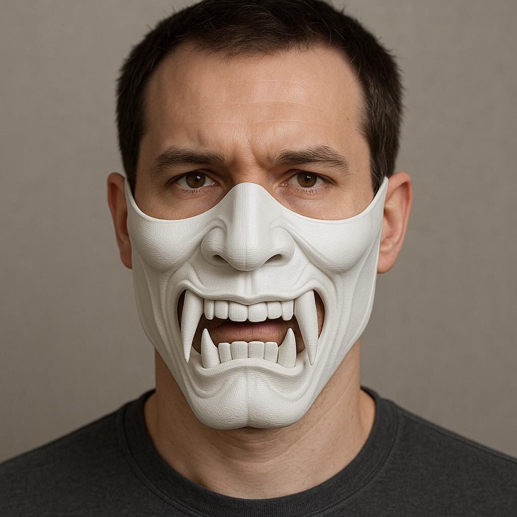 3D Printed Oni Samurai Half Face Mask