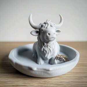 3D Printed Cow Ring and Jewelry Dish