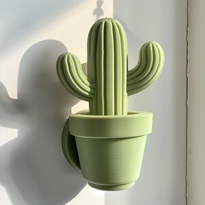 3D Printed Minimal Cactus Wall Sculpture