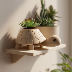 3D Printed Turtle Wall Planter Shelf