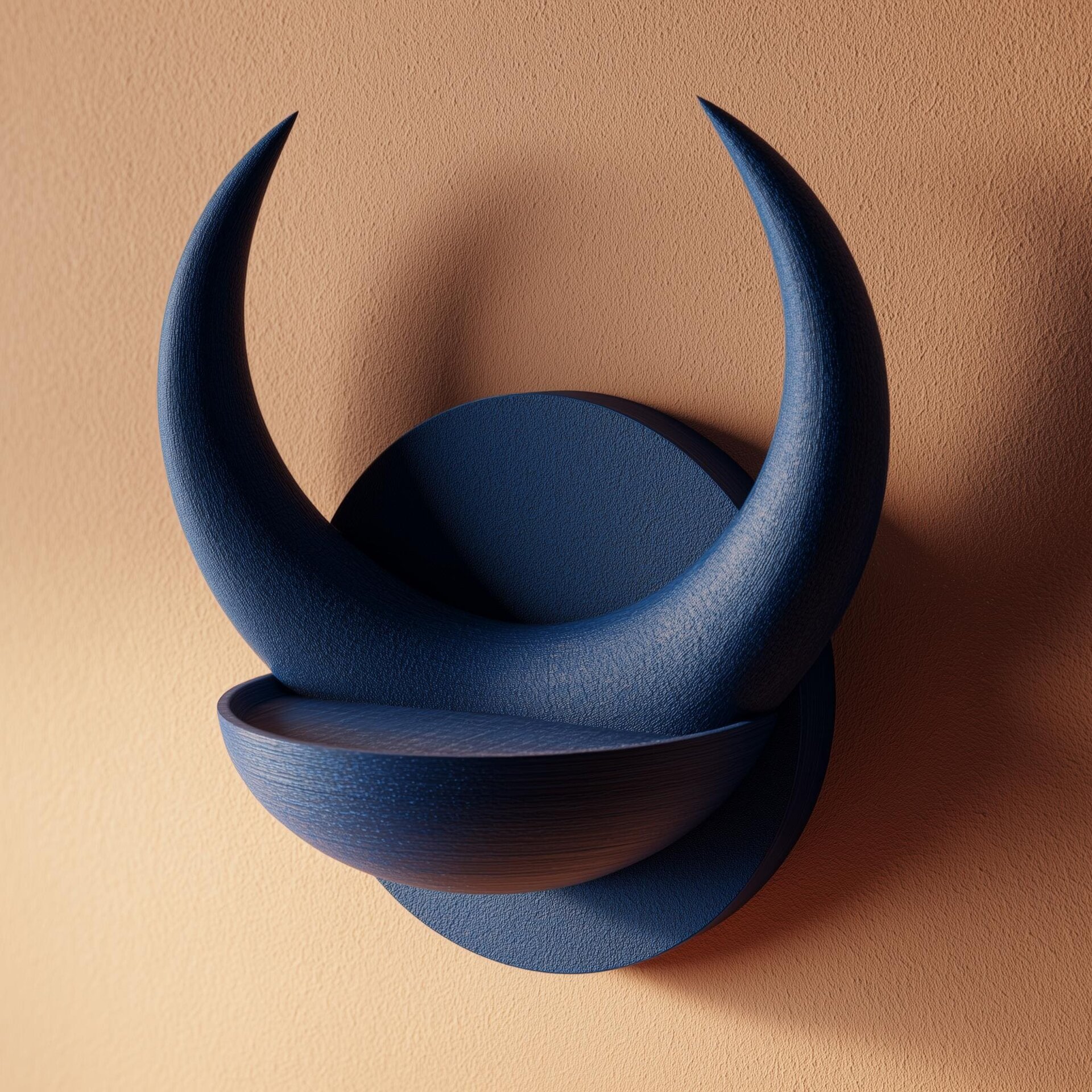 3D Printed Crescent Horn Bowl Wall Shelf