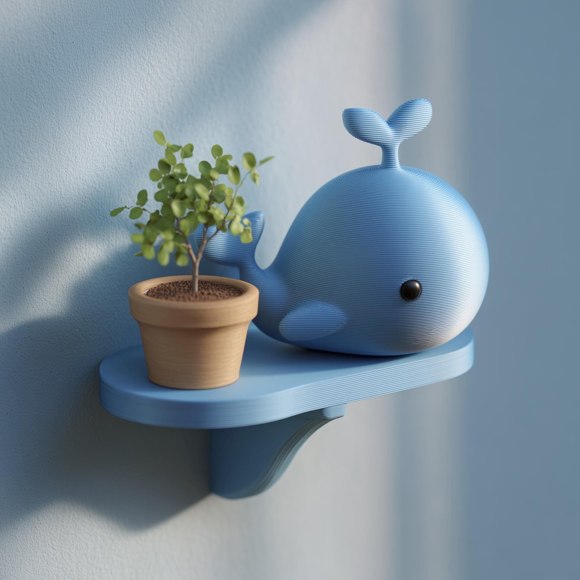 3D Printed Whale Nursery Wall Shelf