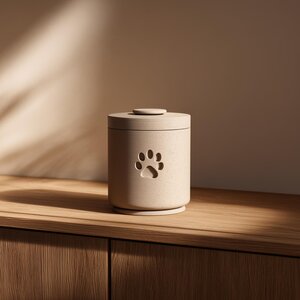 Cylindrical Pet Memorial Urn | 3D Paw Print