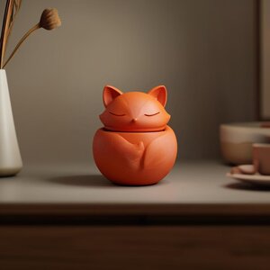 3D Printed Sleeping Fox Memorial Urn