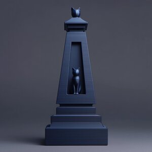 3D Printed Cat Obelisk Memorial Urn | Geometric Keepsake