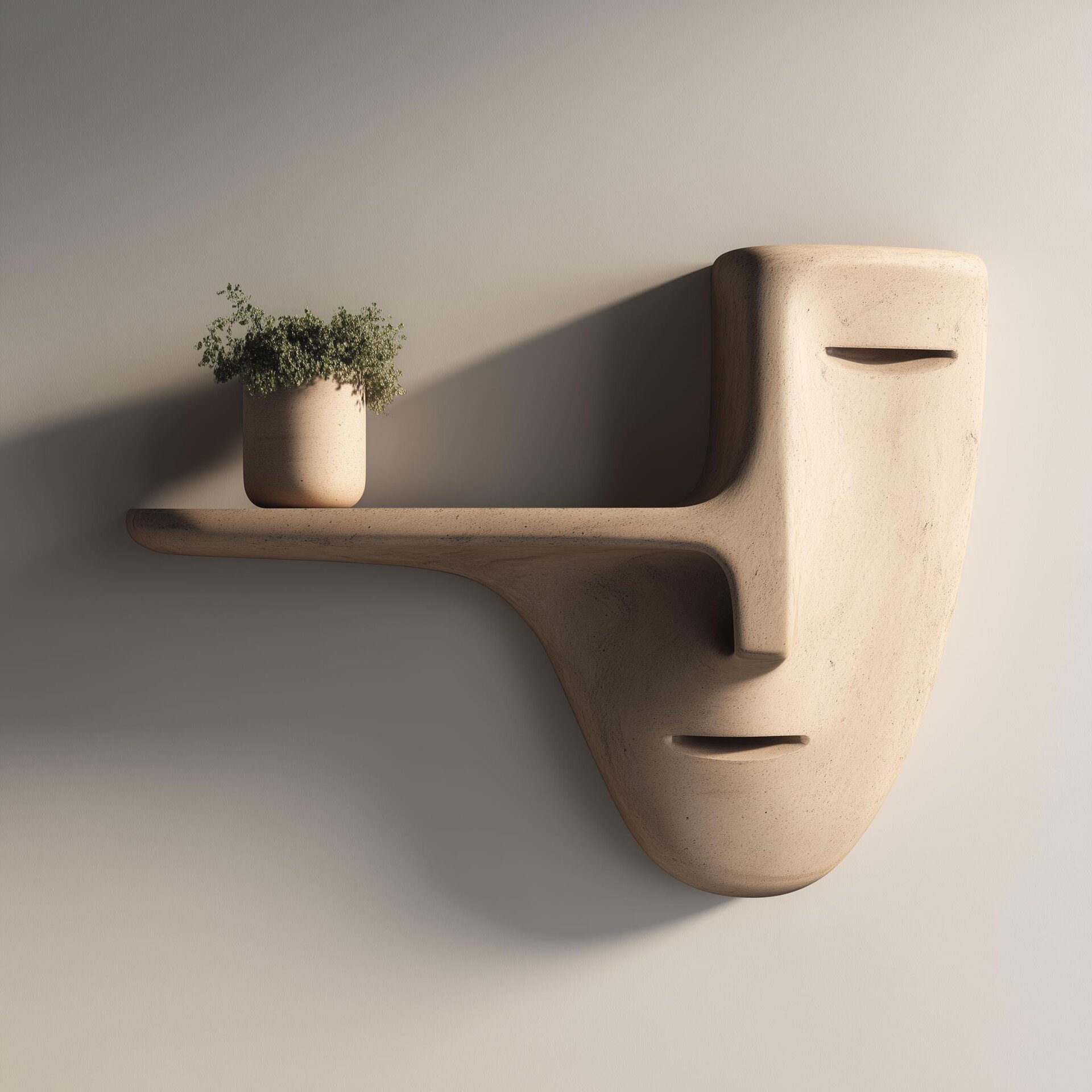 3D Printed Surreal Long-Nose Face Wall Shelf