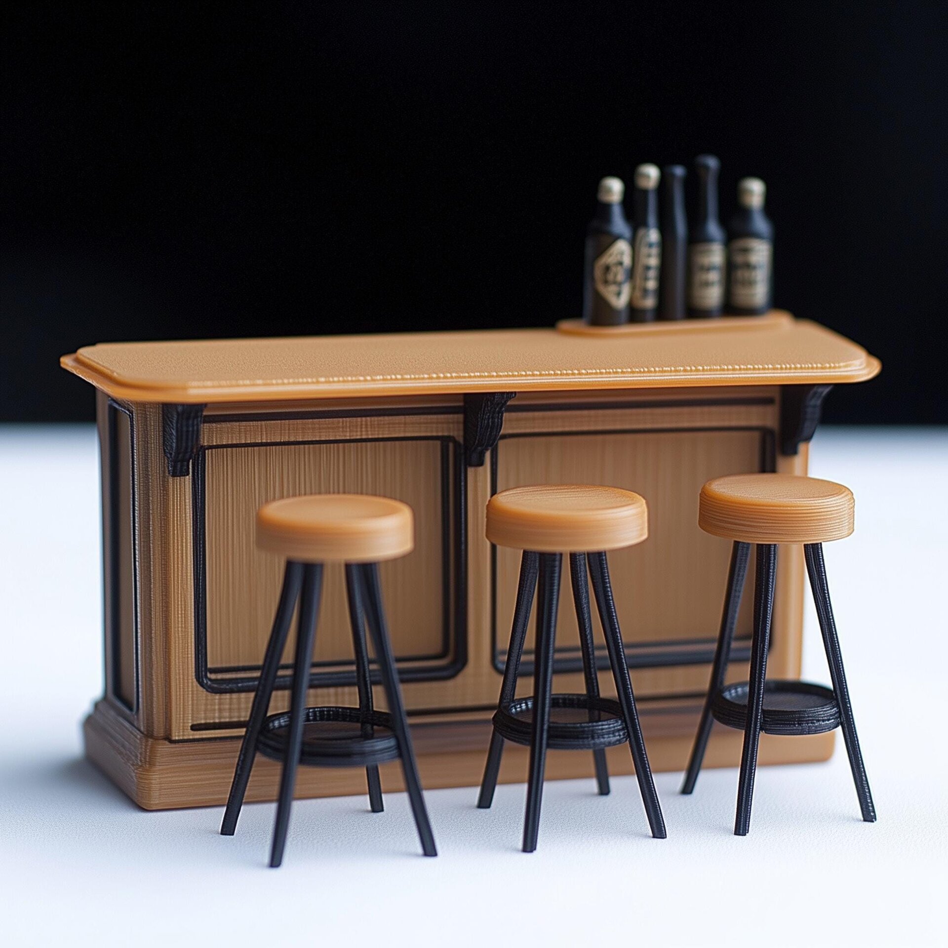 1:12 Miniature Bar Counter Set | 3D Printed Dollhouse