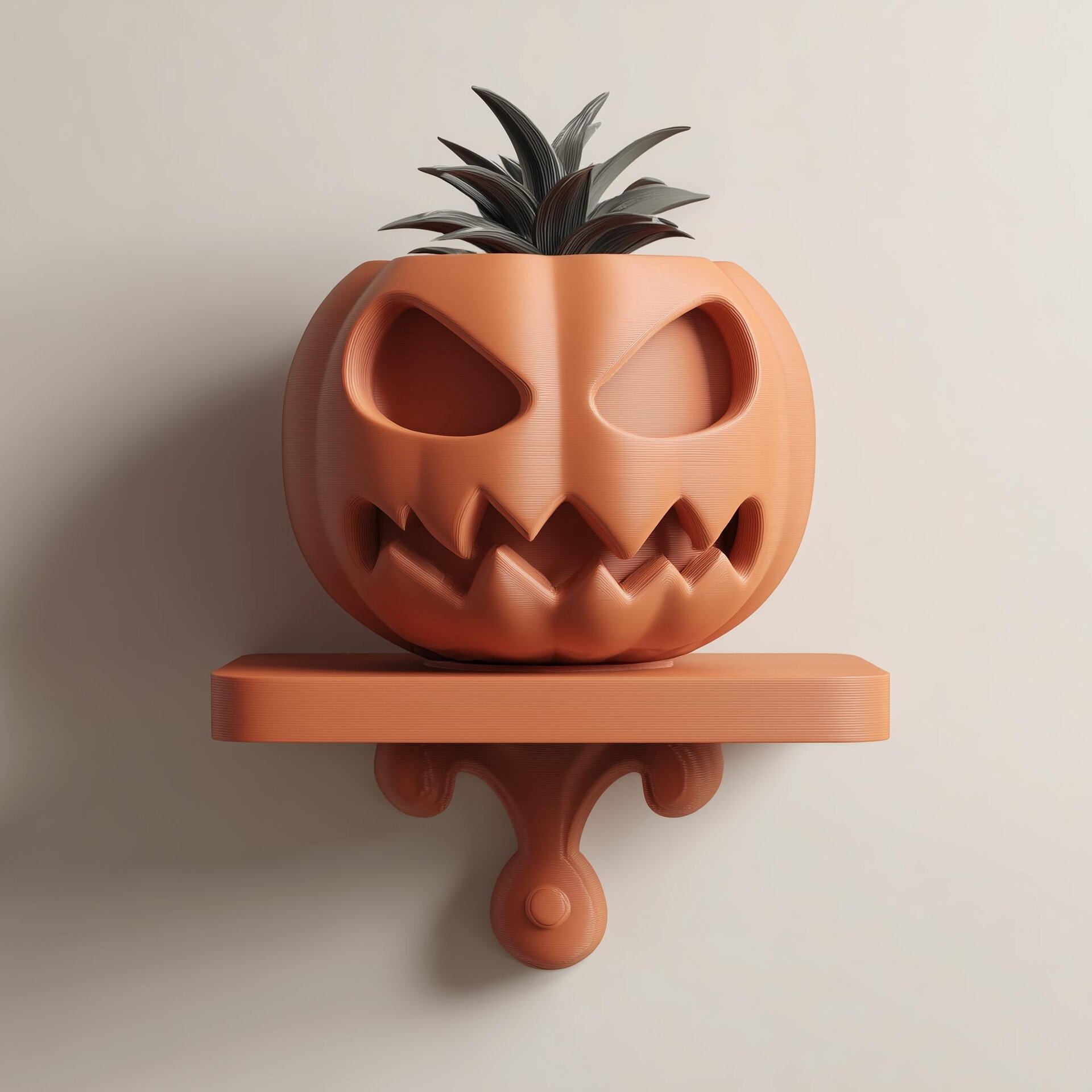 3D Printed Rounded Pumpkin Wall Planter Shelf