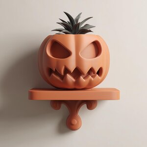 3D Printed Rounded Pumpkin Wall Planter Shelf