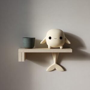 3D Printed Whale Character Wall Shelf