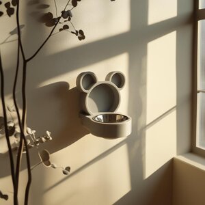 3D Printed Bear Wall-Mounted Pet Bowl Holder