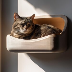3D Printed Minimal Wall Cat Bed Shelf | Floating Lounger