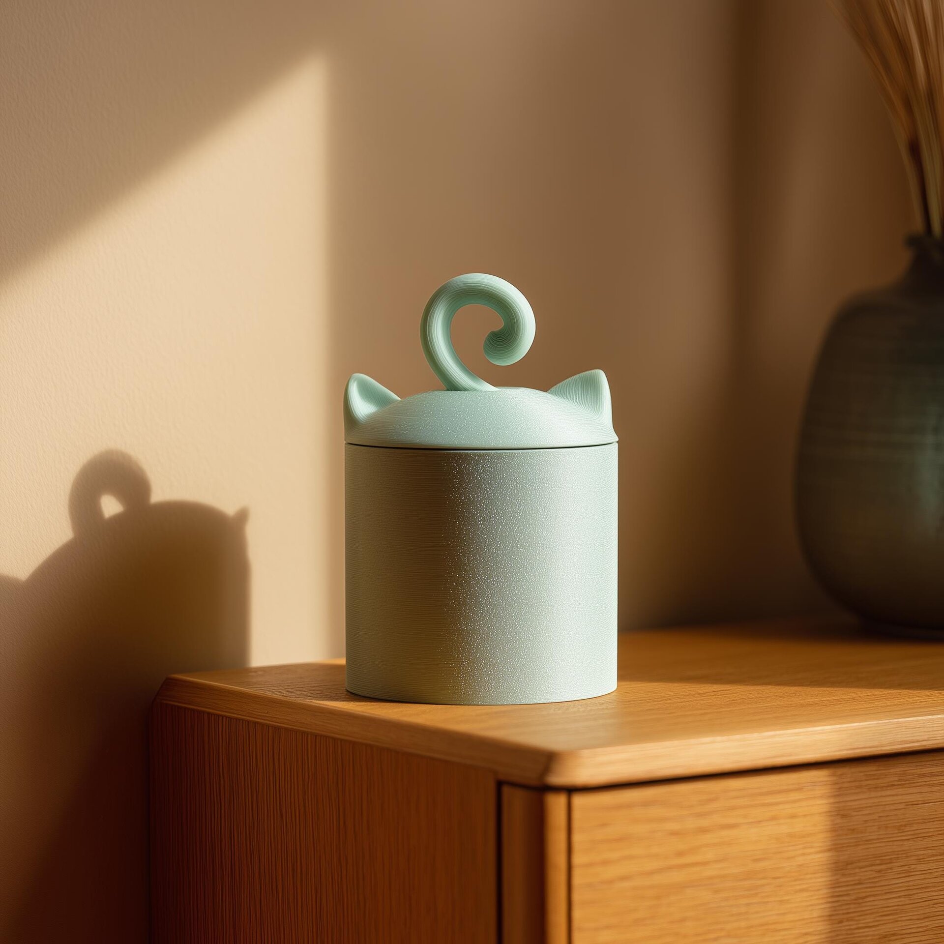 Cat Pet Memorial Urn | 3D Printed Tail Lid