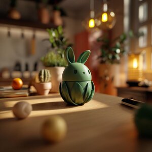 3D Printed Bunny Memorial Urn with Floral Base