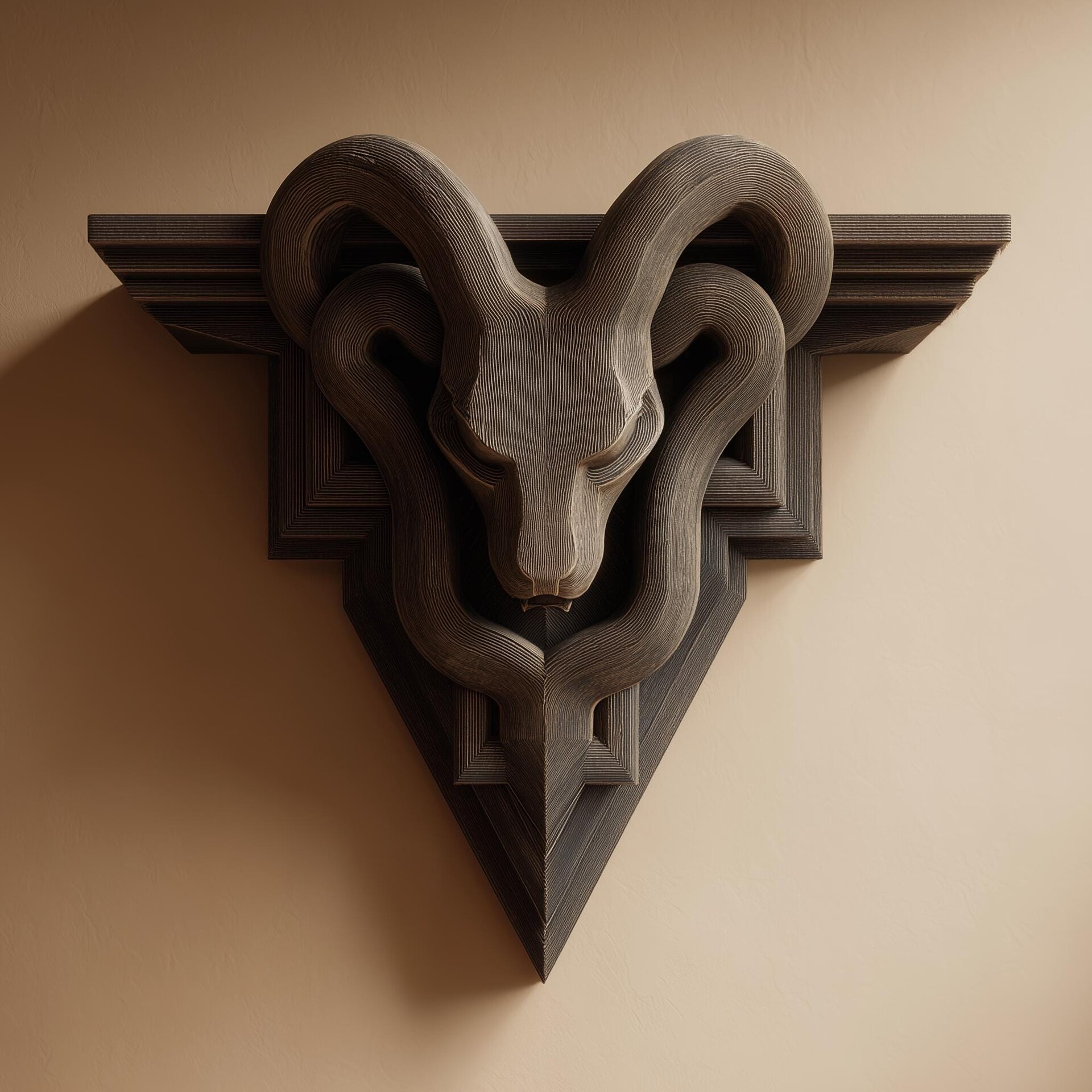 3D Printed Gothic Ram Head Wall Shelf