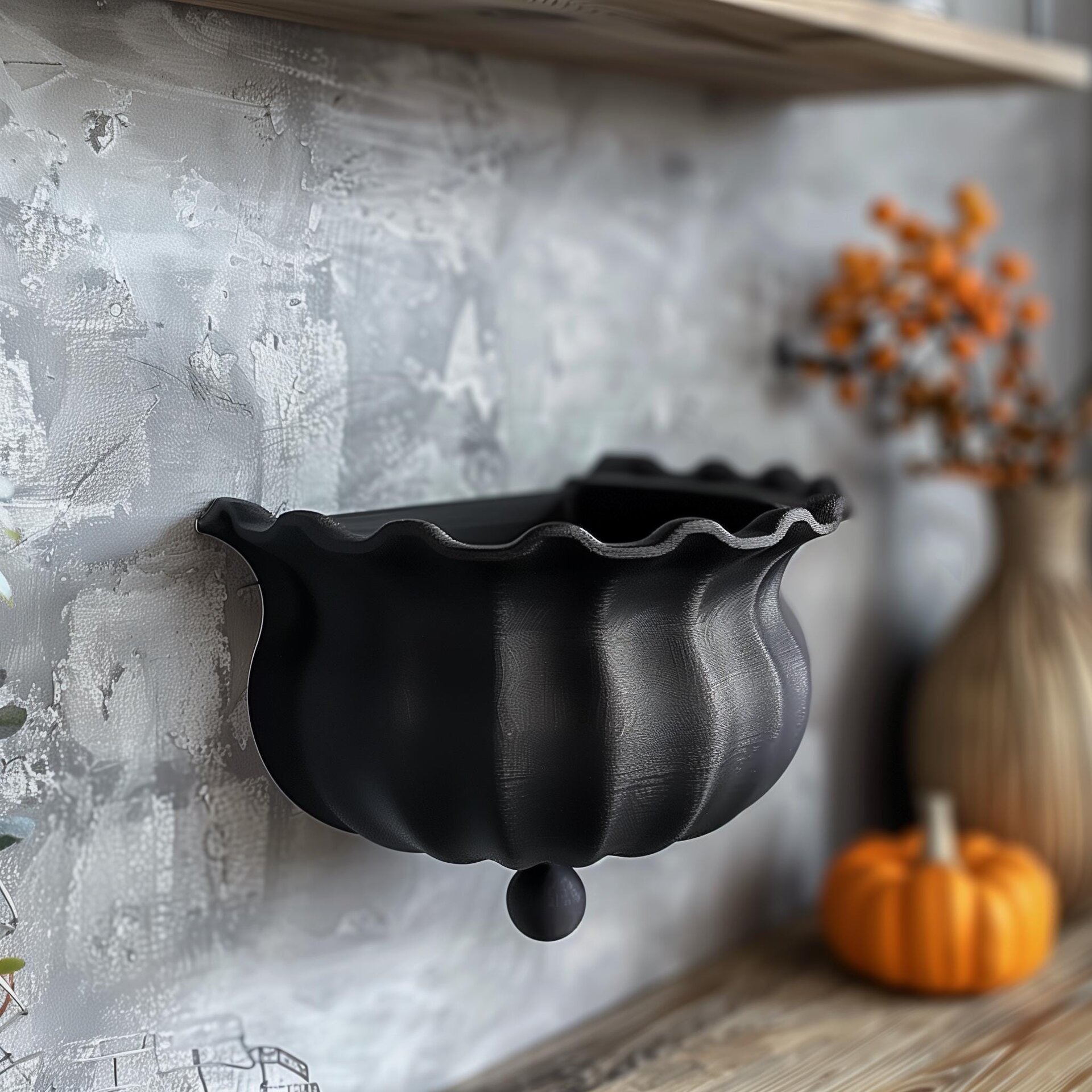 3D Printed Witch Cauldron Wall Shelf