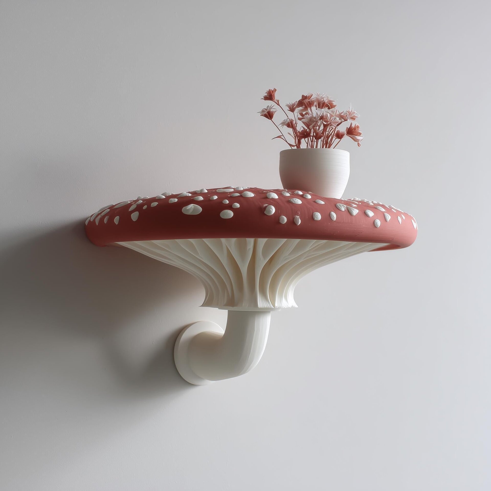 3D Printed Amanita Mushroom Wall Shelf