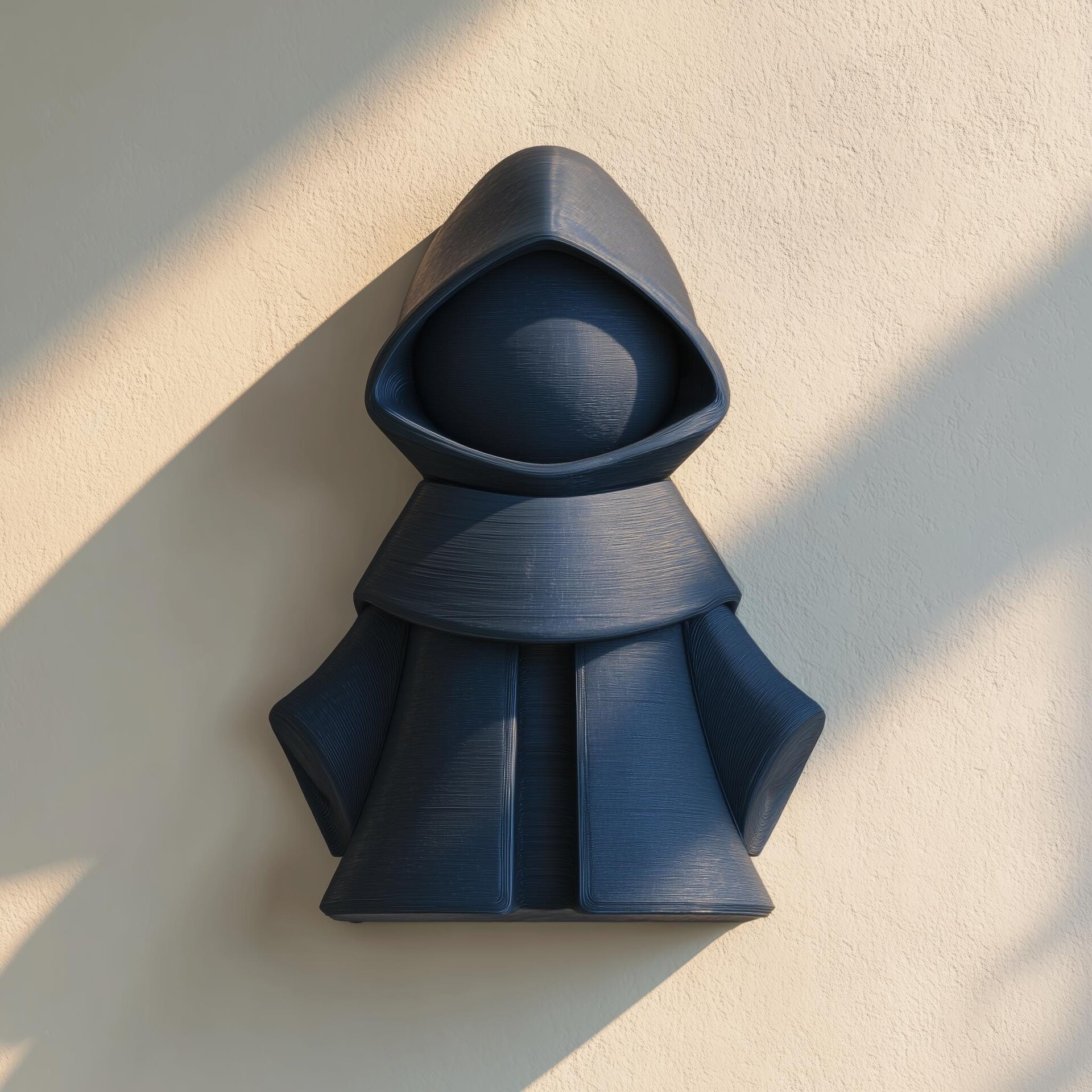 3D Printed Minimal Hooded Figure Wall Art