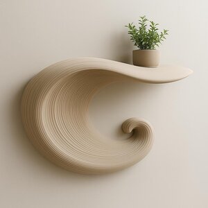 3D Printed Wave Wall Shelf | Sculptural Floating Ledge